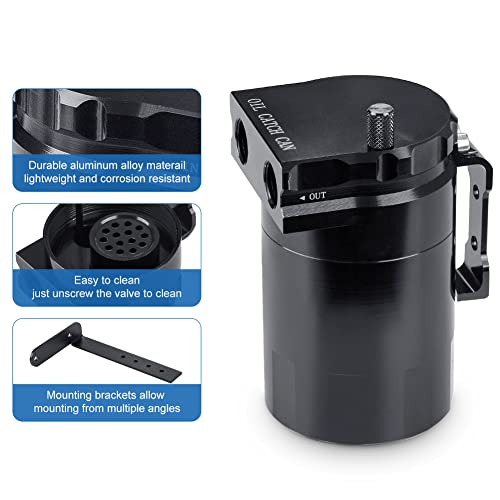 Image of JDMON Oil Catch Can, Passenger Side Oil Separator Compatible with Ford F150 2.7EB 3.5EB 5.0L Passenger Side 2011-2021, Expedition 3.5L EcoBoost 2018-2021, Raptor 3.5L Ecoboost 2017-2021, 350ml Black