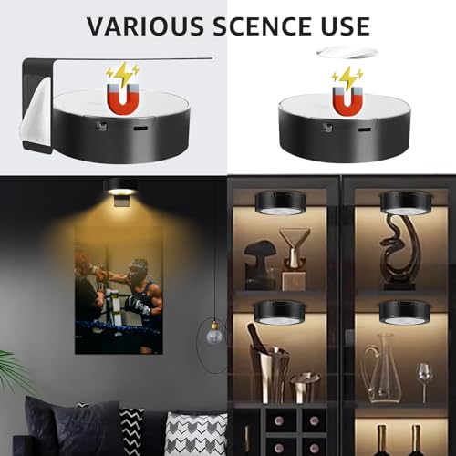 MIOBLUE Pacote com 3 lâmpadas de bateria recarregável, luz de pintura LED com controle remoto regulá