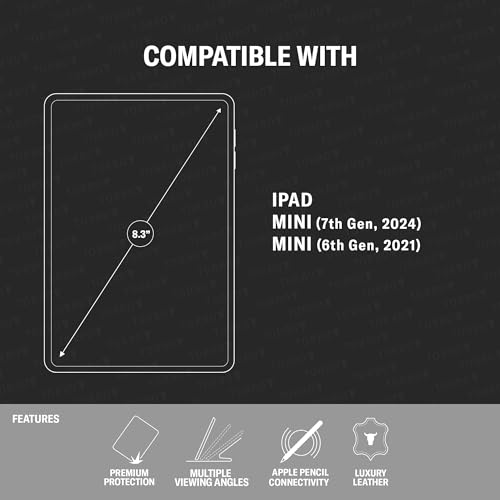 Torro Lederhülle für iPad Mini 7/6 Schutzhülle aus echtem Leder