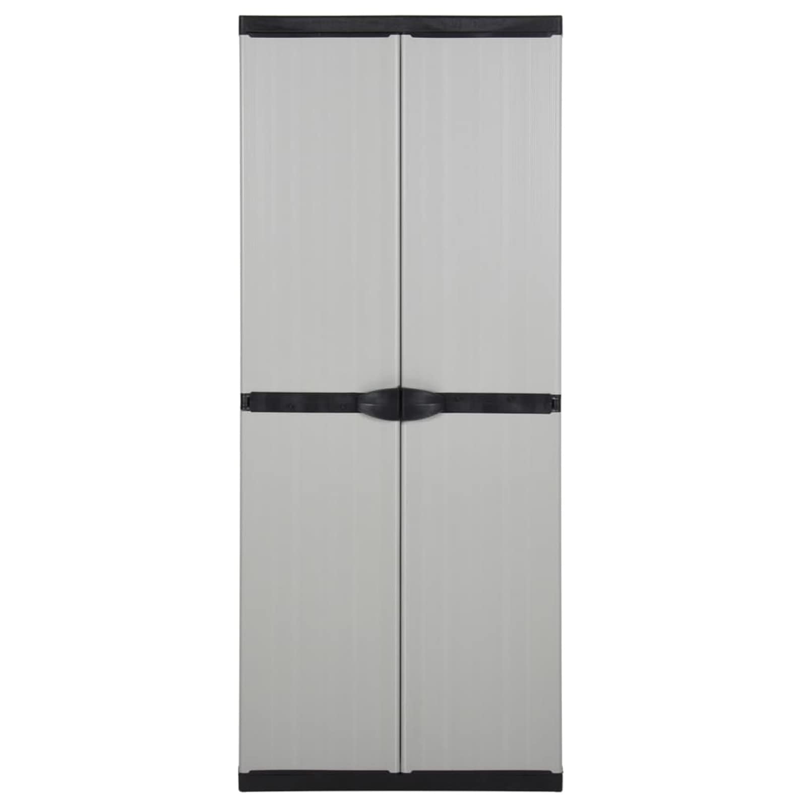 Homgoday Armario de jardín con 3 estantes, gris y negro, 68 x 40 x 168 cm, muebles de jardín, organizador para herramientas de exterior, para patio, patio trasero, cómoda, terraza, armario 3067