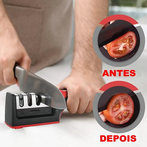 Afiador Amolador Manual de Facas Diamantado Vermelho CBRN15597 Commerce Brasil