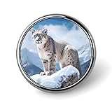 Broche redondo de solapa con retrato de carlino en la montaña de leopardo de las nieves para hombre y mujer, accesorio de aleación para traje, alfiler de corbata ligero de 2,5 cm.