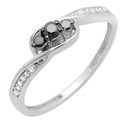 Dazzlingrock Collection Anillo de compromiso de oro macizo de 10 quilates de 0,25 quilates con diamantes blancos y negros redondos para mujer, 6, Oro blanco Oro blanco Diamante negro, Diamante negro Dazzlingrock Collection Anillo de compromiso de oro macizo de 10 quilates de 0,25 quilates con diamantes blancos y negros redondos para mujer, 6, Oro blanco Oro blanco Diamante negro, Diamante negro