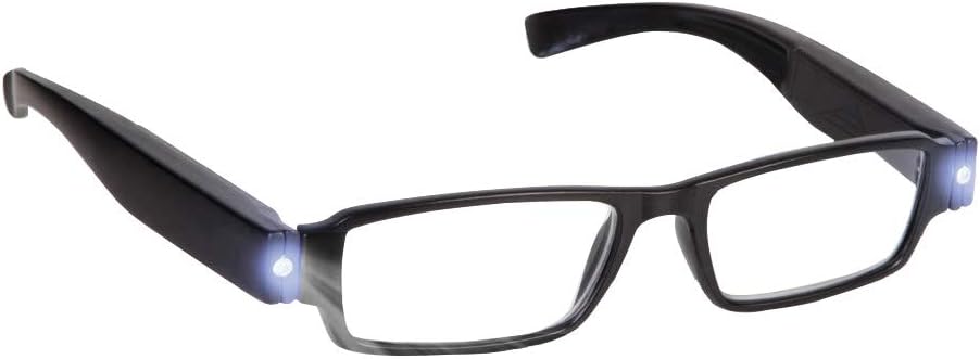 Bright LED Readers with Lights Reading Glasses Lighted Magnifier Nighttime Reader Compact Full Frame Eyewear Clear Vision Unisex Clear Vision Lighted Eye Glasses