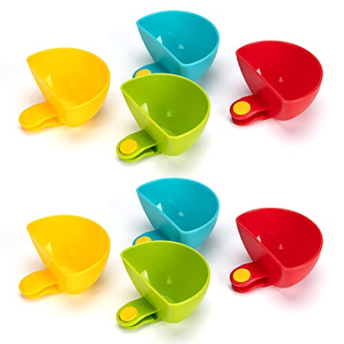 Dip Clip for Bowls Plates 8PCS Plastic Dip Clip Bowl Plate Holder Chip and Dip Serving Set Sauce Holder for Spice Tomato Sauce Salt Veggie Vinegar Ketchup Chips (4 Colors)