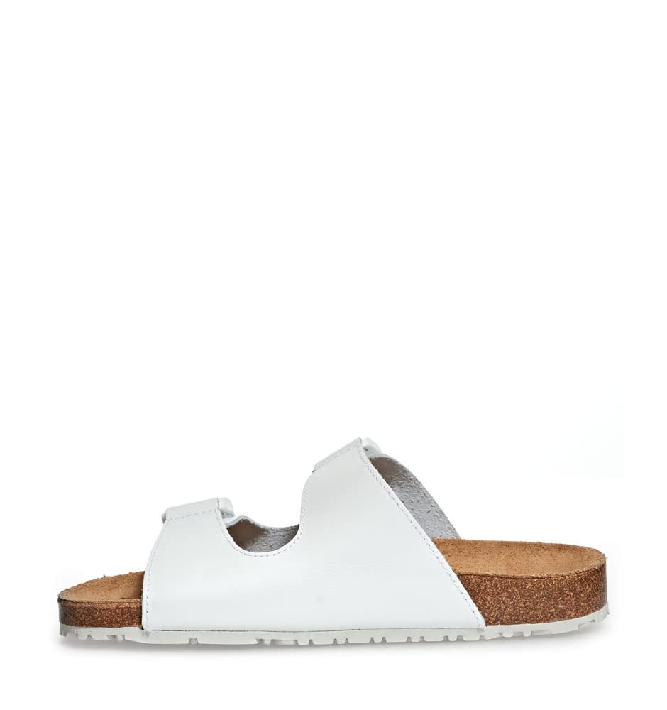 Abeba ESD Zapato de Trabajo 4080 Blanco sin Metal, Correa del Empeine, CE EN ISO 20347:2012 OB A, FO SRC Piel Lisa Blanca
