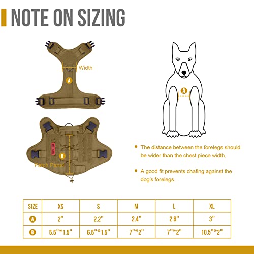 OneTigris Peitoral para cães Tactical Dog Harness Fire Watcher Comfortable Patrol K9 Vest (Marrom, G