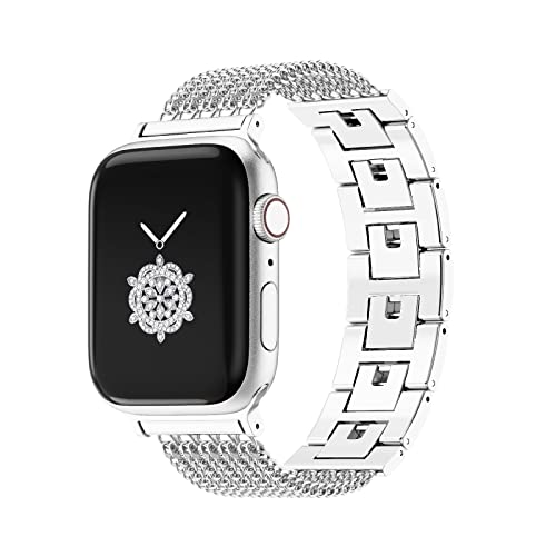 Kolgios Silver 42Mm44Mm45Mm Fancy Cool Women Tassel Chains Smartwatch Band Compatible For Apple Watch Series 8/7/6/5/4/Se Stylish Man Adjustable Bracelet For Iwatch 8 #TOP8