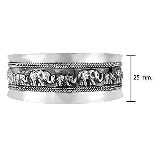 Aeravida Jungle Elephant Caravan Family Statement .925 Sterling Silver Cuff Bracelet #TOP3