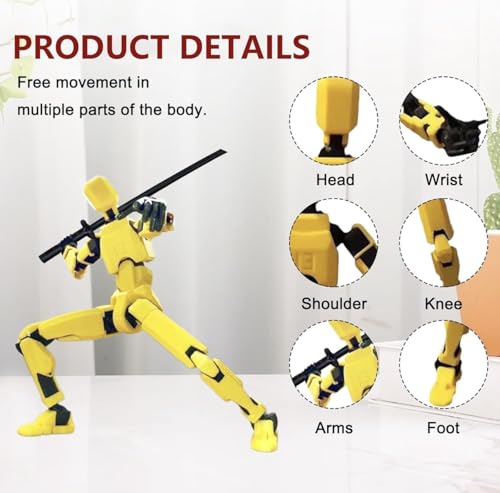 Image of ONNGEO 2 PC Action Figures Titan 13, 3D Printed Multi-Joint Movable Robot, T13 Lucky Action Figure, Dummy Robot Action 13, Desk Decoration Creative Robots, Nova 13 Mechanical Doll (Yellow, BR)