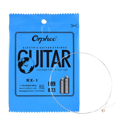 ranzivoo Cuerda de repuesto RX-1 para guitarra eléctrica, primera cuerda E (0,009), paquete de 10,...
