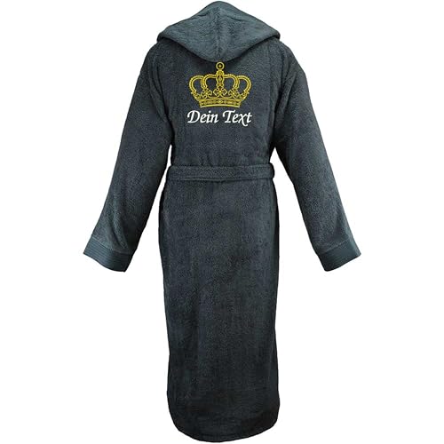 PERSOGO Albornoz con nombre o texto - Albornoz personalizado - Albornoces para mujer/hombre - 100% algodón piqué - Albornoz para sauna, XXL-3XL