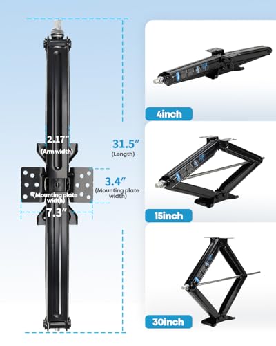 Image of Kohree 6500lbs Heavy Duty RV Stabilizer Jacks 30 Inch, Leveling Scissor Jack for Large Travel Trailer Camper, with Crank Handle and Drill Socket, 2 Pack