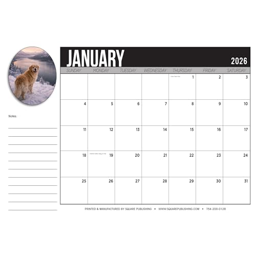 2026 Golden Retriever Desktop Calendar