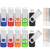 USB Flash Drive 4GB 10 Pack, Wooolken USB 2.0 Memory Stick with Lanyards Swivel Thumb Drives Bulk...