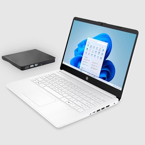 Image of HP 14 inch Laptop for Student Business, Intel CPU, Light & Slim, Fast, 1-Year Office 365, 16GB RAM, 64GB eMMC, with Portable Accessories, 4K Graphics, Windows 11S, Snowflake White