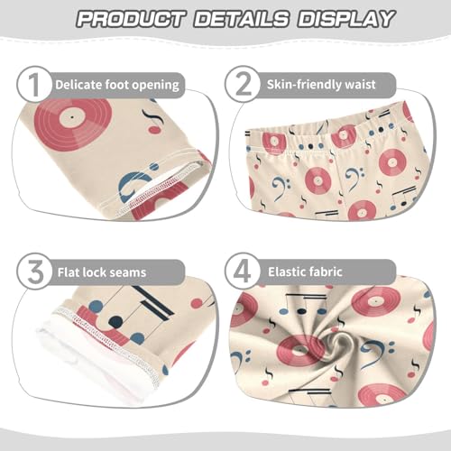 Music in A Retro Style Girls Leggings,Workout Leggings for Girls Toddler Athletic Leggings Size for 3-10T3
