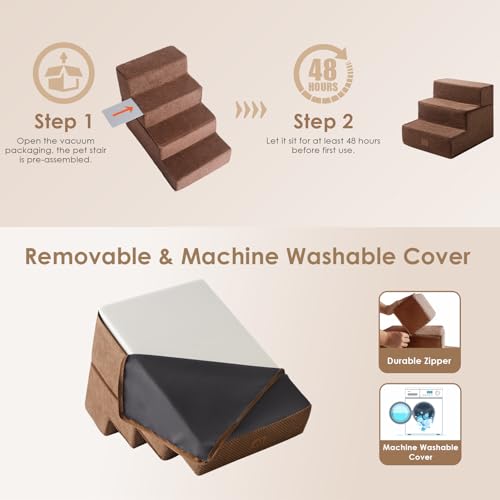 image for EHEYCIGA Dog Stairs for Small Dogs 13.5
