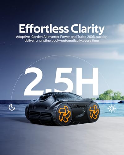 Pool Cleaner K25, 2.5H Runtime Cordless Robotic Pool Vacuum, Touch Screen, Smart Navigation, Cleans Floor, Walls, Waterline, Ideal for Above & In-Ground Pools, Self-Parking