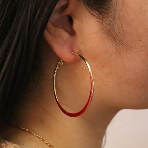 Gold Hoop Earrings for Women Gold and Colorful Hoop Earrings Red Black White Enamel Hoops Earring Big Round Circle Hoops Earring Jewelry for Women Accessories4