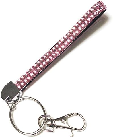 Rhinestone Crystal Bling Wrist Strap Key Chain (Light Pink)