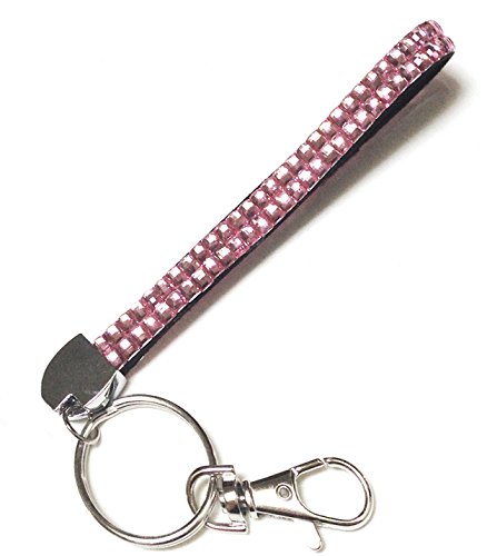 Rhinestone Crystal Bling Wrist Strap Key Chain (Light Pink)