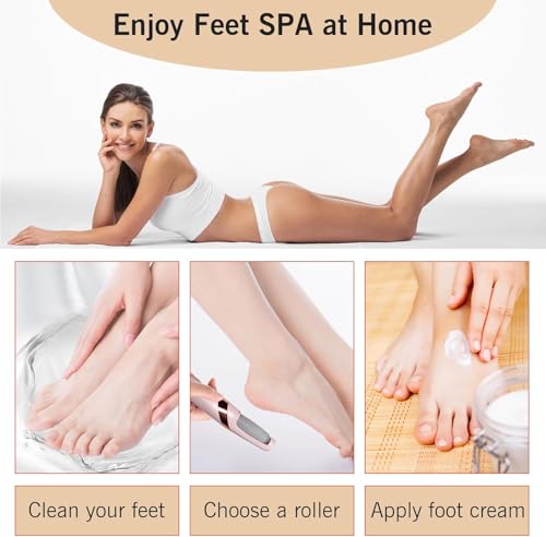 Image of Callus Remover for Feet - Rechargeable Pedicure Tool with Foot Filer & Scrubber Kit - Removes Dry, Hard & Dead Skin - Smooth Pedicure Wand - Professional Foot Care Machine for Silky Soft Feet