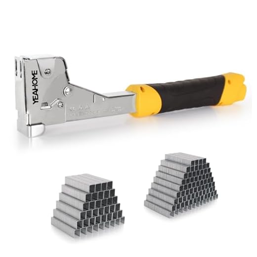 YEAHOME Heavy Duty Hammer Tacker with 6000 T50 Staples of 1/2, 3/8 inches, Steel Construction Manual Hammer Stapler with Anti-jam Magazine for Construction, Roofing, House Wrap, Insulation,Floor