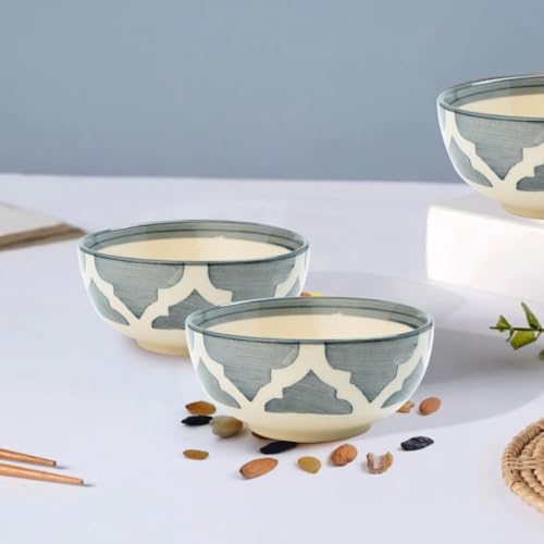 Image of Ceramic Bowl Set | 2-Piece Lightweight Crockery for Daily Use | Ash Grey Ramen & Snack Bowls (200ml Each) | Elegant Microwave & Dishwasher Safe | Perfect Christmas & New Year Gift