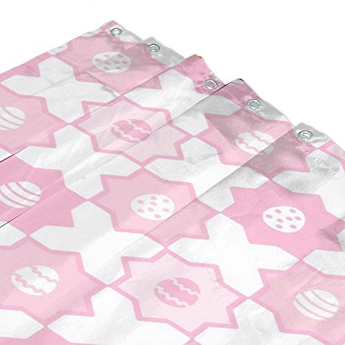 Rideau de douche en polyester mosaïque rose blanc Chehongg 66x183 cm