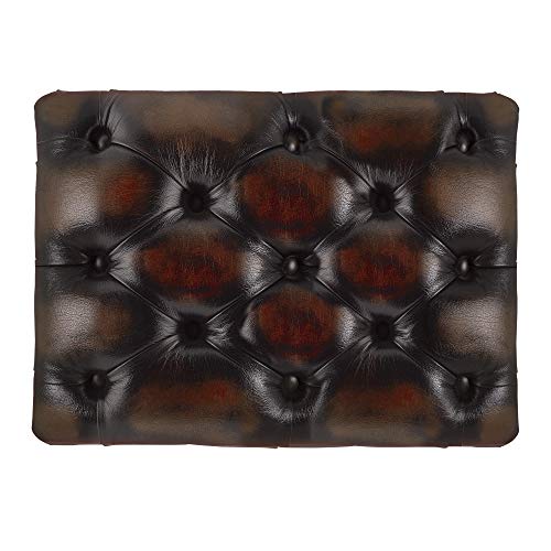 Large Chesterfield Footstool Antique Brown Leather Queen Anne Legs