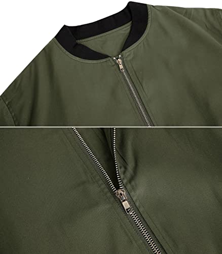 Enjoybuy Men's Bomber Casual Zip Up Lightweight Varsity Slim Fit Windbreaker Softshell Fall Sportswear Coat, 01-Army Green, Medium #TOP3