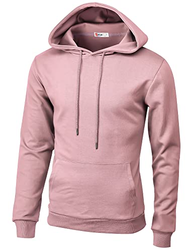 H2H Men's Slim Fit Lightweight Long Sleeve Pullover Hoodie Sweatshirt with Pocket and Matched Color String DUSTYROSE US M/Asia L (CMOHOL092) H2H Men's Slim Fit Lightweight Long Sleeve Pullover Hoodie Sweatshirt with Pocket and Matched Color String DUSTYROSE US M/Asia L (CMOHOL092)