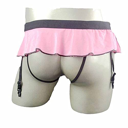 Sexy Men's Lingerie Pouch Panties Men's Skirted Mooning Bikini Briefs Girly Underwear with Garter3
