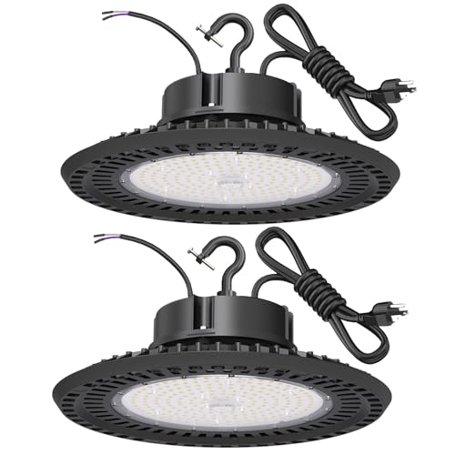 BFT UFO 240W LED High Bay Light 2 Pack ETL Listed 0-10V Dimmable High Bay LED Lights 36000LM 5000K LED High Bay Light with US Plug