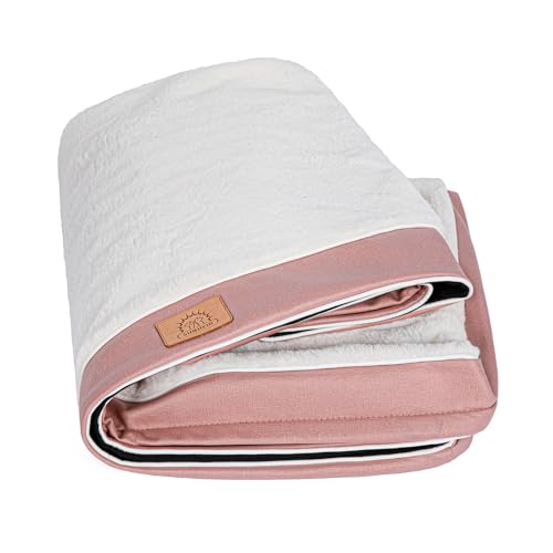 Image of Sunheir Washable Extra Large Dog Bed Covers Soft Plush Replacement, Waterproof Dog Bed Liner, Pet Bed Cover with Zipper 44x32x3 Inches, Pink, Cover Only