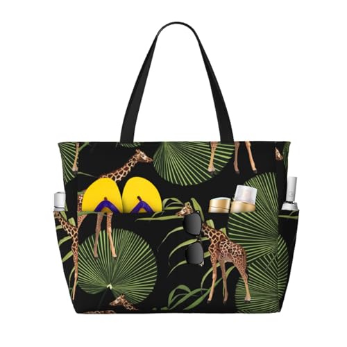 Sac à bandoulière pour femme grand volume style girafe pour la plage