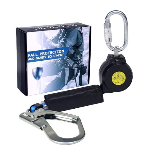 6FT Self Retracting Lifeline Fall Protection Retractable Lanyard, Fall Arrest Safety Yoyo for Construction Industrial - OSHA/ANSI Compliant (Large Hook)