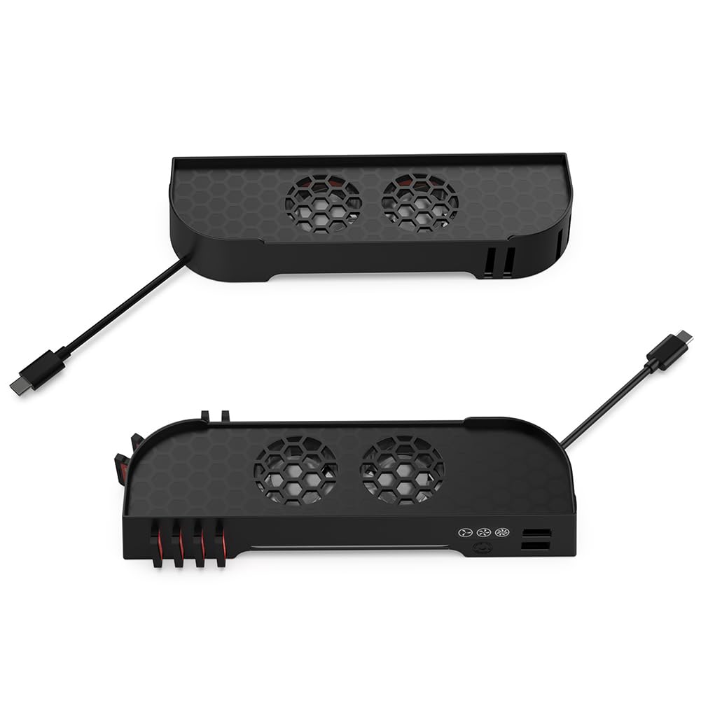 Soporte de refrigeración portátil para Switch2 con ventiladores RGB y almacenamiento para tarjetas de juego