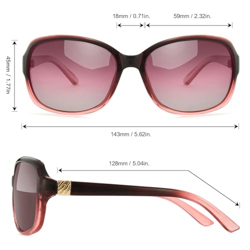 Image of SIPHEW Women's Polarized Sunglasses w UV400 Protection,Classic Sun Glasses | Vintage Sunnies,Wraparound Shade,Lightweight & Comfortable,Big Sunnies eyewear,Driving,Outdoors