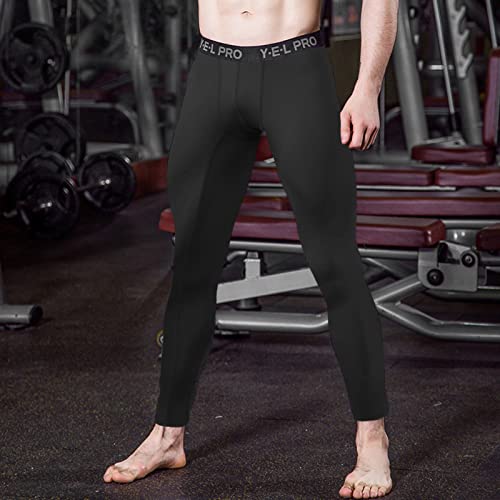 yeacher Calças de compressão masculinas Cool Dry Athletic Running Workout Collants Legging