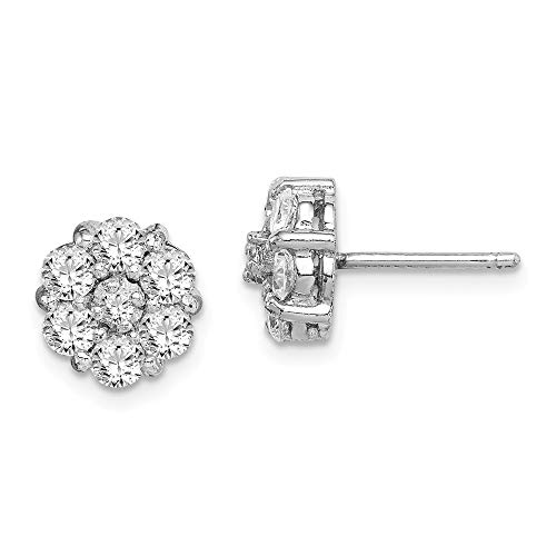 925 Sterling Silver Cubic Zirconia Cz Flower Cluster Post Stud Earrings Gardening Fine Jewelry For Women Gifts For Her