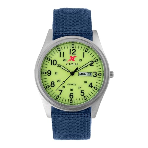 Dayllon Relojes Militares para Hombre,Deportes Textil Nylon Correa Elegante Reloj de Hombre,Relojes de Moda Luminosos Analógicos Pantalla Cuarzo Impermeable Reloj Casual Reloj (Azul)