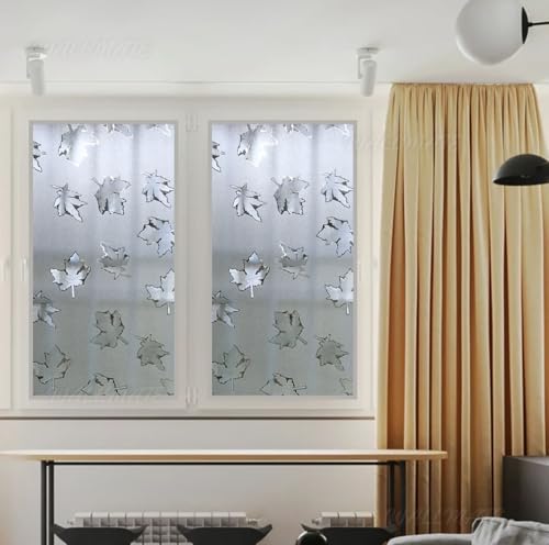 Image of WALLMATE Self Adhesive Window Film Frosted 3D Glass Door Window Frosted Film for Home /Office /Bathroom & Living Room Multicolor Frosted Film (16 x 120 Inch, Mapple Flower)