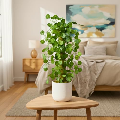 Image of fancymart Artificial Green Leaf Hanging Creeper on Moss Stick (Without Pot) - 60 cm Tall Hanging Creeper Plant for Indoor Home, Office, Restaurant & Cafe Decoration