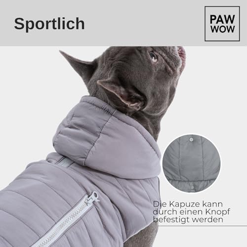 PAW WOW IMMI Hundejacke | Hundemantel | Jacke für kleine, mittelgroße und große Hunde für kalte Tage (Grau, L)