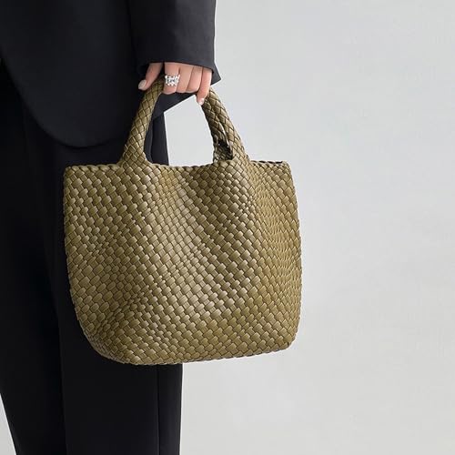 Image of JINMANXUE Unisex Fashion Woven Bag Damen-Tragetasche, Olive, 16.1 inch W x 7.1 inch D x 11 inch H