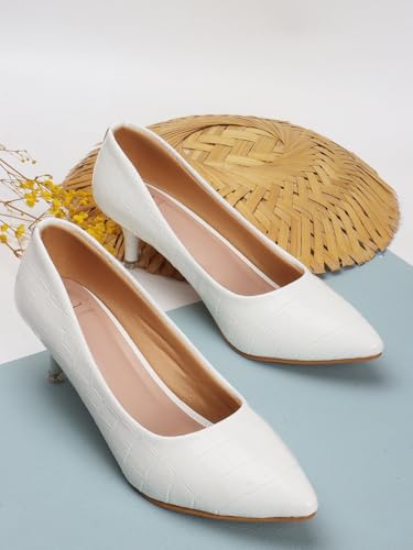 Image of Carlton London Women Stylish Slipon Pump Shoes with Stiletto Heels, Pointed Toe I Perfect for Office, Party and Formal Occassions