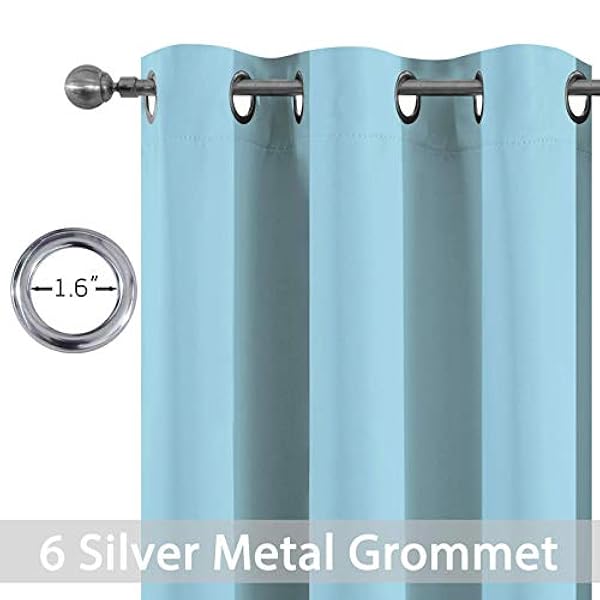 Yakamok Cortinas opacas de 45 pulgadas de largo, para oscurecer la habitación, con aislamiento térmico y ojales, para dormitorio, 38 pulgadas de ancho x 45 pulgadas de largo, azul cielo, 2 paneles