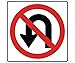 GRAPHIC, NO U TURN LEFT ARROW SYMBOL, 24X24, .080 HIP REF ALUM